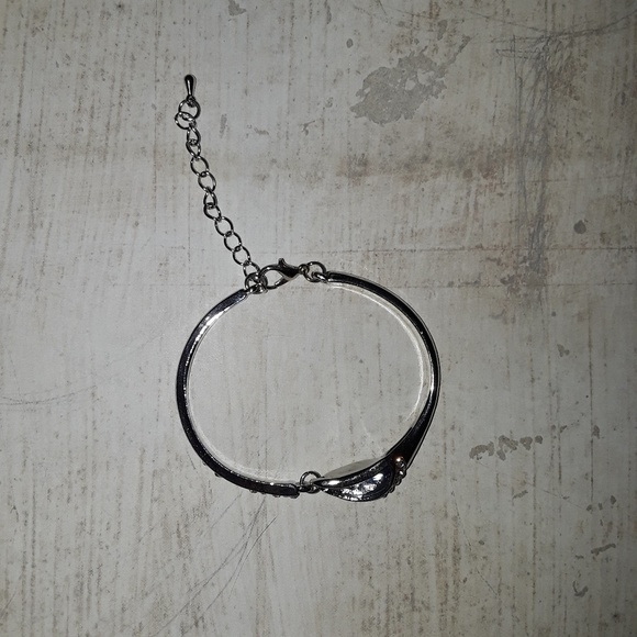 Lt Blue Crystal Rhinestone Silver Bangle Bracelet - Picture 6 of 6